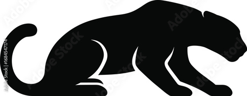 Jaguar silhouette, black minimal animal vector transparent