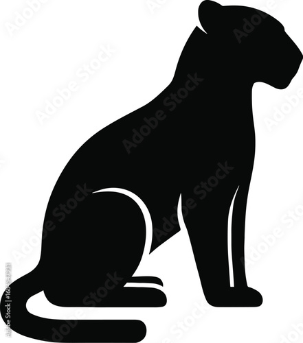 Jaguar silhouette, black minimal animal vector transparent
