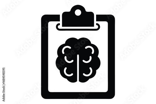 Clipboard with Brain on White Background for Diagnostic Report Design
