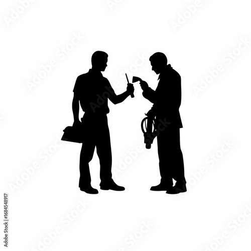 Silhouette of a cnc machinist inspecting tool wear