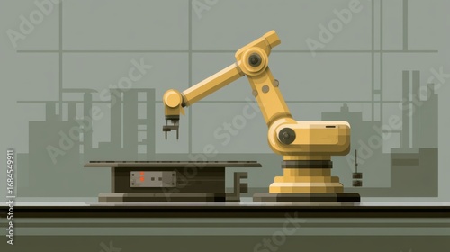 Illustration of a robotic arm in an industrial setting