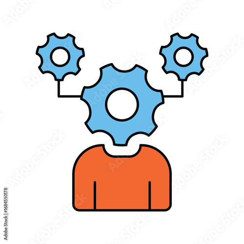 Management lineal color line icon with white background vector stock illustration