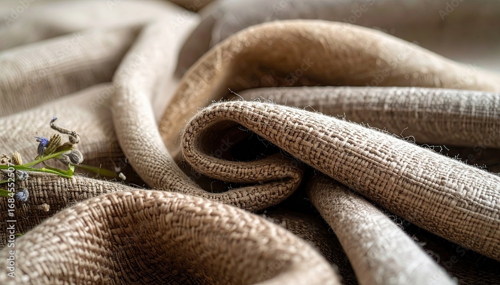 Fototapeta premium Soft Organic Cotton Knit Fabric Texture in Beige and Brown Tones