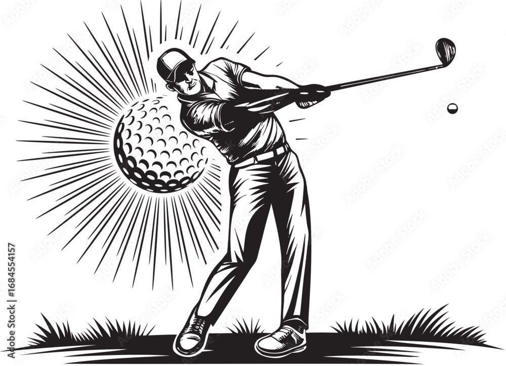 Obraz premium Golf Player Mountain Course Club Man Logo Sign