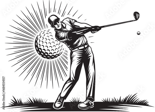 Golf Player Mountain Course Club Man Logo Sign