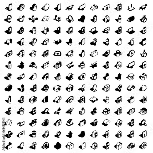 A detailed collection of product icon in a flat illustration style. Each icon represent different product in daily life
