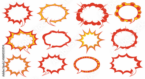 Dynamic collection of retro speech bubbles with jagged edges for comic book design