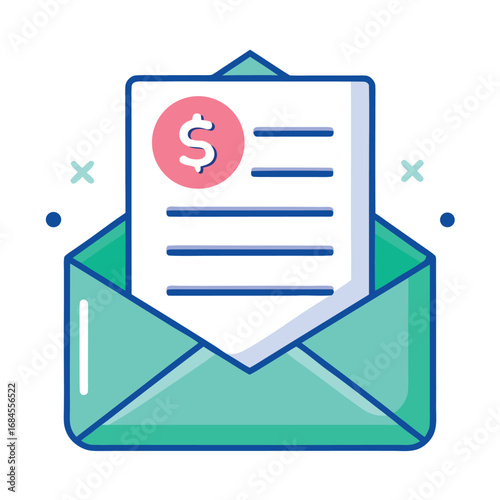 Invoice Notification in Email with Dollar Symbol for Payment Request on white background