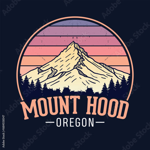 Mount Hood National Forest, Oregon - Adventure t-shirt design for tourism