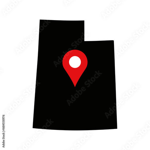 Utah pinpointed location illustration with modern minimalist design highlighting destination