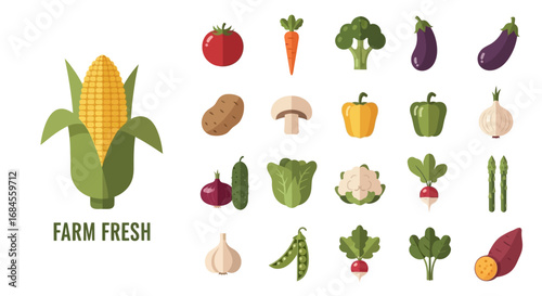 Vibrant collection of farm-fresh vegetables displayed against a clean white backdrop