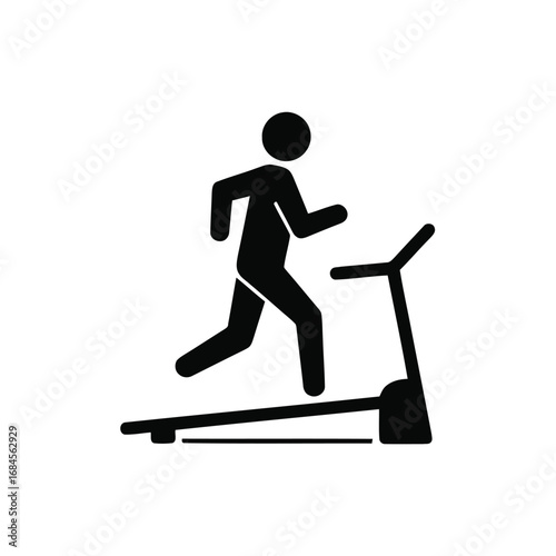Minimal pictogram of runner exercising on treadmill machine