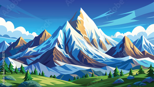 Cold winter high up on a mountain peak