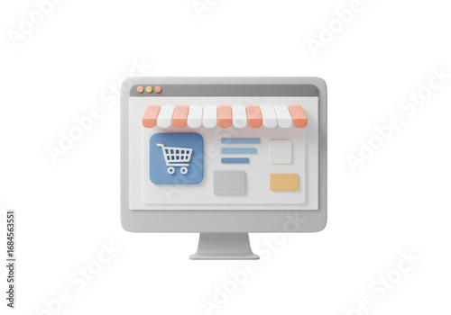Isolated online shopping store website on computer display, e-commerce storefront