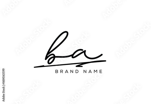 BA letter elegant cursive beauty handwriting logo.