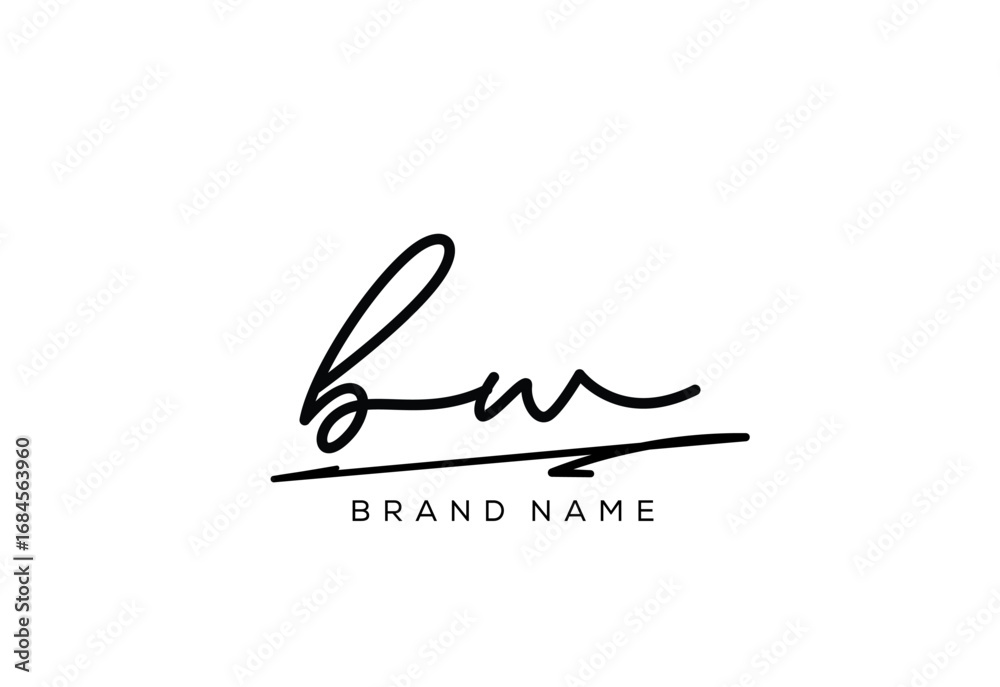Fototapeta premium BW letter elegant cursive beauty handwriting logo.