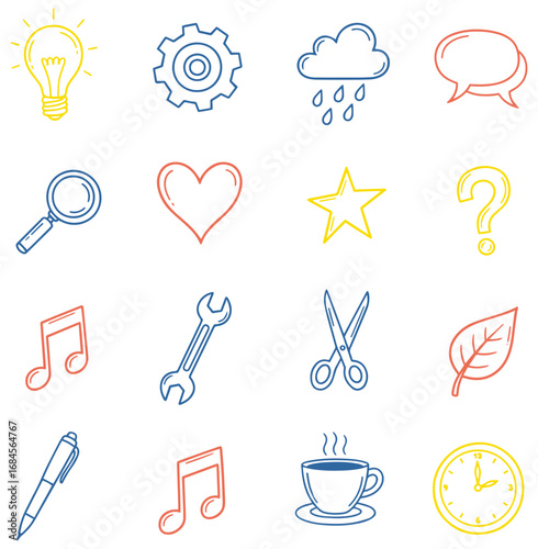 Hand-drawn icons spark creativity and innovation for modern projects