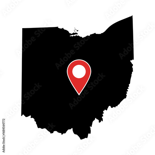 Ohio state conceptual representation featuring location pinpoint indication minimal style design