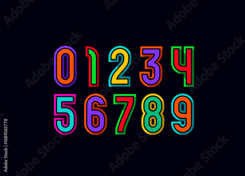 Kids numbers set in the bright cartoon style