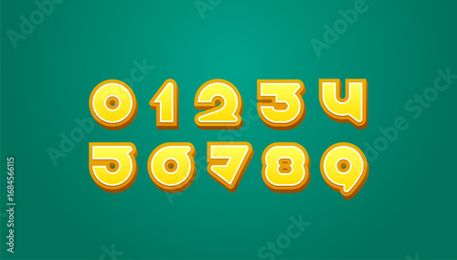 3D numbers set in the cartoon style
