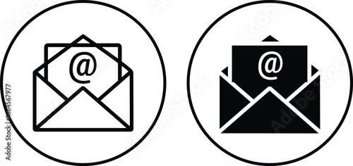Email and mail icon set envelope for communication, Email icon solid symbol, checkmark and email. Editable stroke. E-mail icon, mail icon thin line style,
