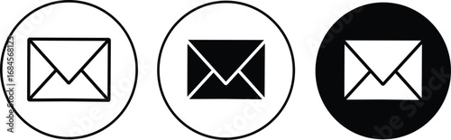 Email and mail icon set envelope for communication, Email icon solid symbol, checkmark and email. Editable stroke. E-mail icon, mail icon thin line style,
