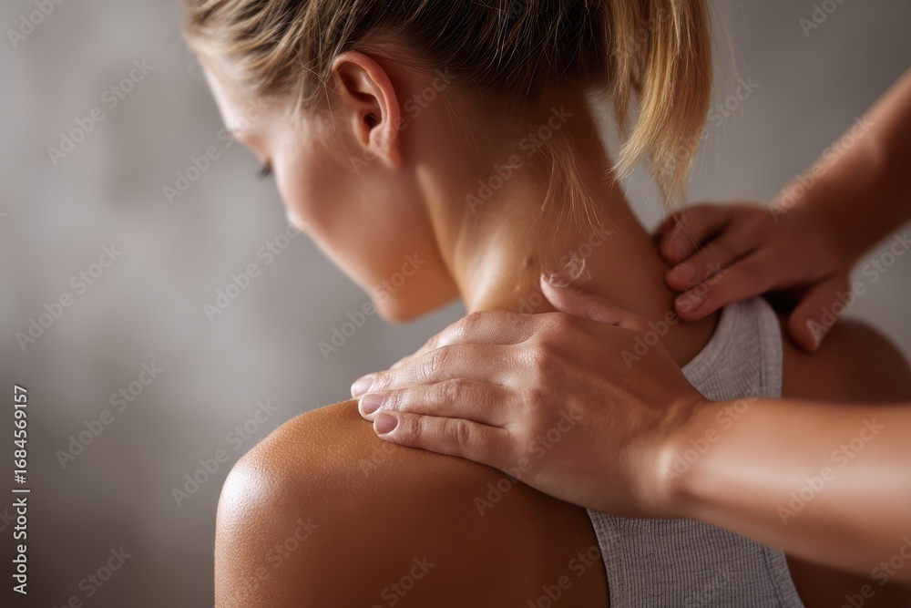 Obraz premium Female osteopath providing shoulder therapy to a young woman