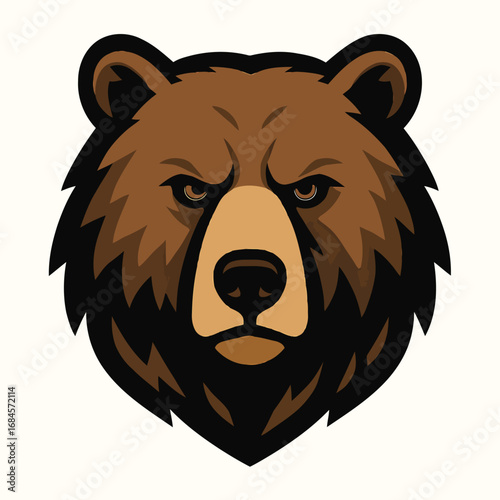 Powerful Brown Bear Head Illustration Fierce Animal Vector Graphic