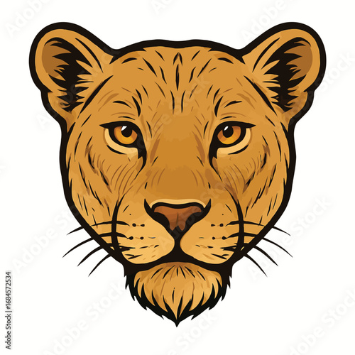 Illustration of a Lioness Head A Majestic Vector Portrait