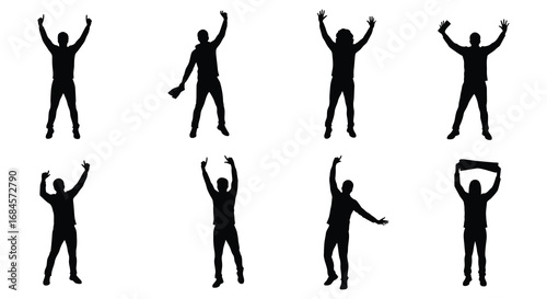 people silhouettes performing various arm movements