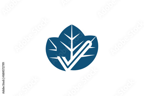 Leaf Crest Logo Design Blue Iconography Creative Emblem on White