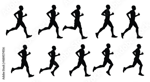 runner silhouettes showing various stages of running cycle