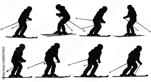 a skier demonstrating various skiing techniques step by step