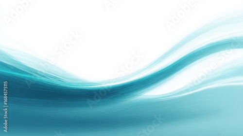 Abstract teal blue wave on white background