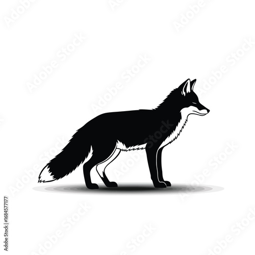 Majestic Silhouette of a Fox Black and White Wildlife Illustration
