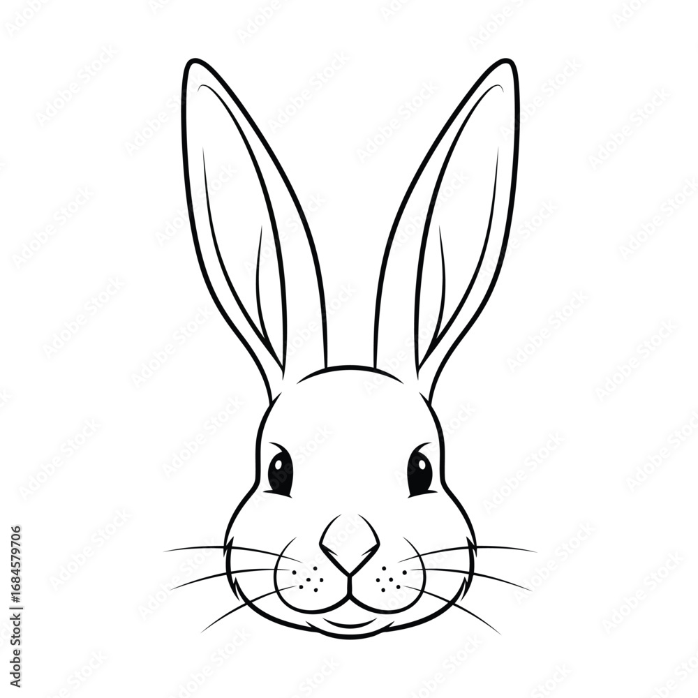 Fototapeta premium Adorable Bunny Rabbit Face Illustration on White Background