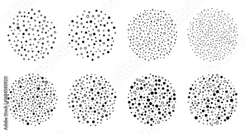 a series of circular patterns filled with scattered black dots
