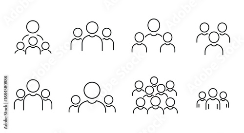 groups of people icons arranged in grid formation