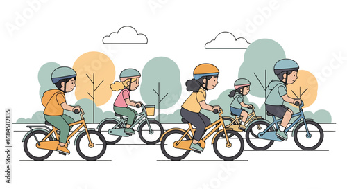 Adobe illustrator artwork vector illustration. Two cheerful boys playing cricket outdoors in a park, with one batting and the other bowling. Ideal for themes of sports, outdoor fun and childhood games