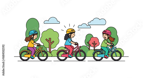 Adobe illustrator artwork vector illustration. Two cheerful boys playing cricket outdoors in a park, with one batting and the other bowling. Ideal for themes of sports, outdoor fun and childhood games