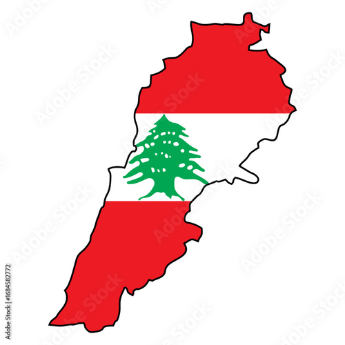 map of lebanon flag