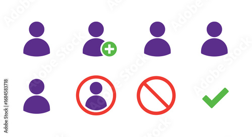 user icons with green checkmark red prohibition signs