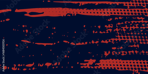 Red halftone dots blue color pattern gradient grunge texture background. Dot pop art comic sport style vector illustration