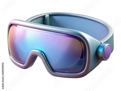 Futuristic vr headset with holographic lenses for immersive digital experience 3d illustration isolated on transparent background