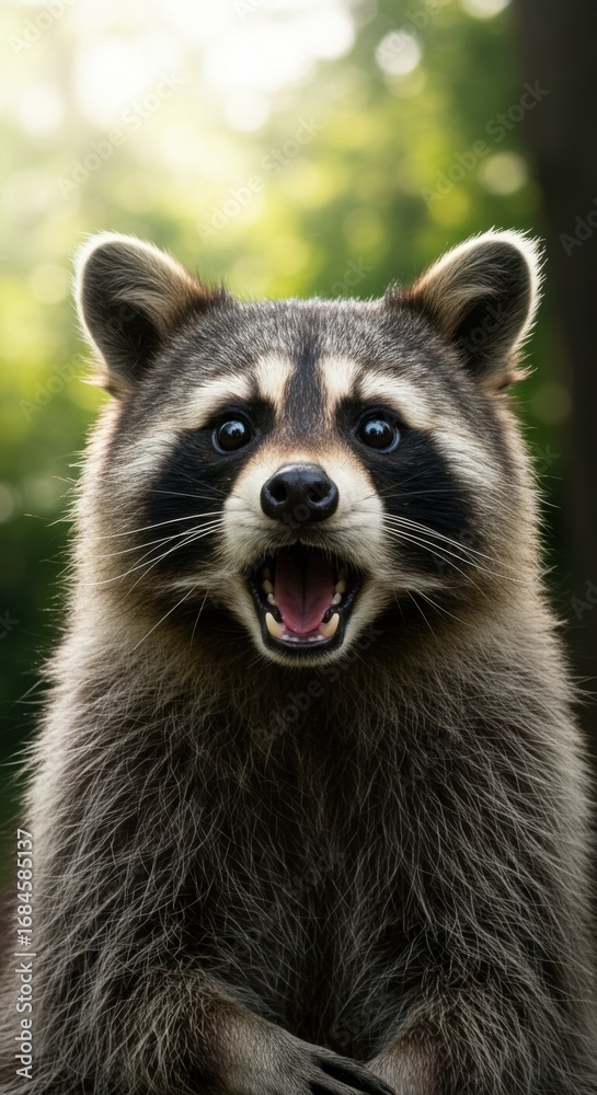 Fototapeta premium Raccoon with Open Mouth