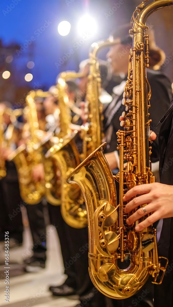 Obraz premium Saxophone players in a band