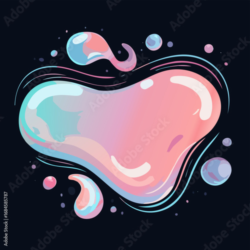Abstract fluid gradient vector shapes in holographic peach lavender and teal on deep charcoal background