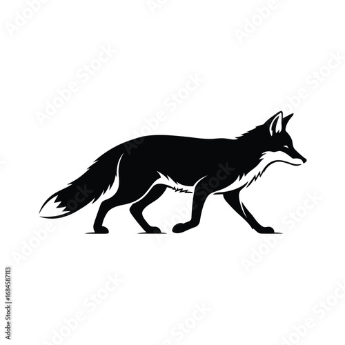 Sleek Silhouette of a Fox in Motion Against a White Background