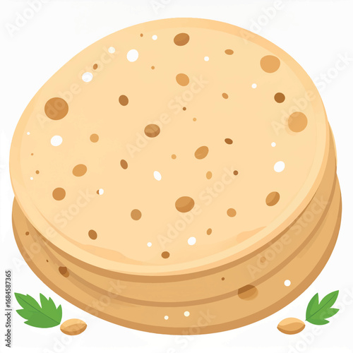 Stack of light beige flatbreads with scattered seeds and herbs.