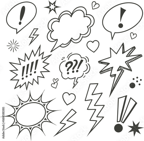 Hand drown doodle speech bubbles illustration